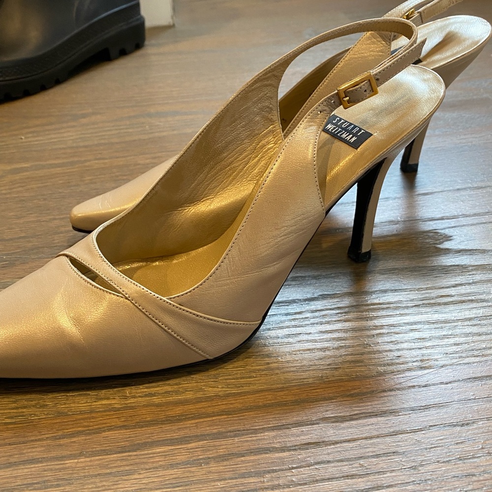 Stuart Weitzman slip back heels in nude